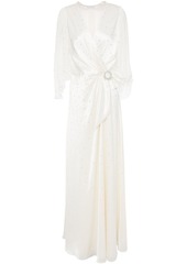 Jenny Packham - Magnolia crystal-embellished georgette-paneled satin bridal gown - White - UK 8