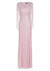 Jenny Packham Nettie Beaded Tulle Cape Gown