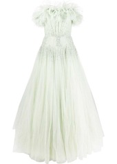Jenny Packham ruffle-detail sequin gown