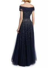 Jenny Packham Shayla Embellished Off-the-Shoulder Gown