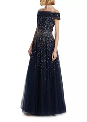 Jenny Packham Shayla Embellished Off-the-Shoulder Gown