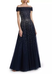 Jenny Packham Shayla Embellished Off-the-Shoulder Gown