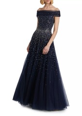 Jenny Packham Shayla Embellished Off-the-Shoulder Gown