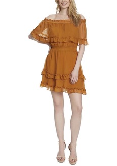 Jessica Simpson Amaya Womens Off-The-Shoulder Short Mini Dress