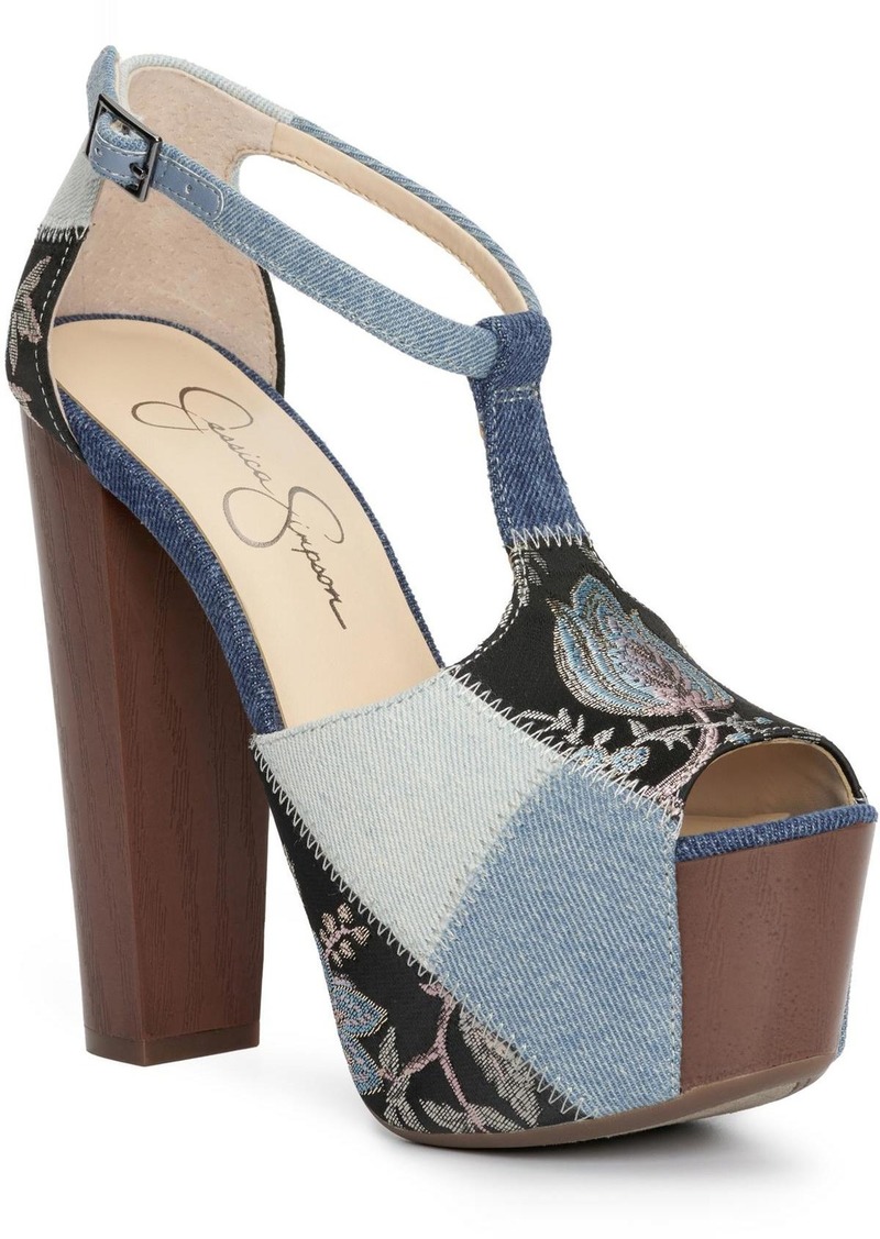 Jessica Simpson Dany9 Womens Denim Heeled Platform Sandals