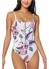 Jessica Simpson Fiji Fever Button-Up Maillot One-Piece