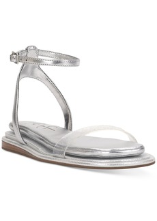 Jessica Simpson Betania Ankle Strap Flat Sandals - Silver Metallic