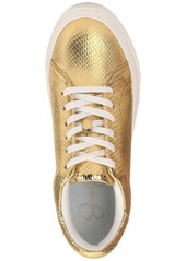 Jessica Simpson Women's Caitrona Lace Up Platform Sneakers - Gold Metallic Snake Print Pu