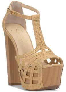 Jessica Simpson Delei Platform High Heel Raffia Dress Sandals - Sandcastle Raffia
