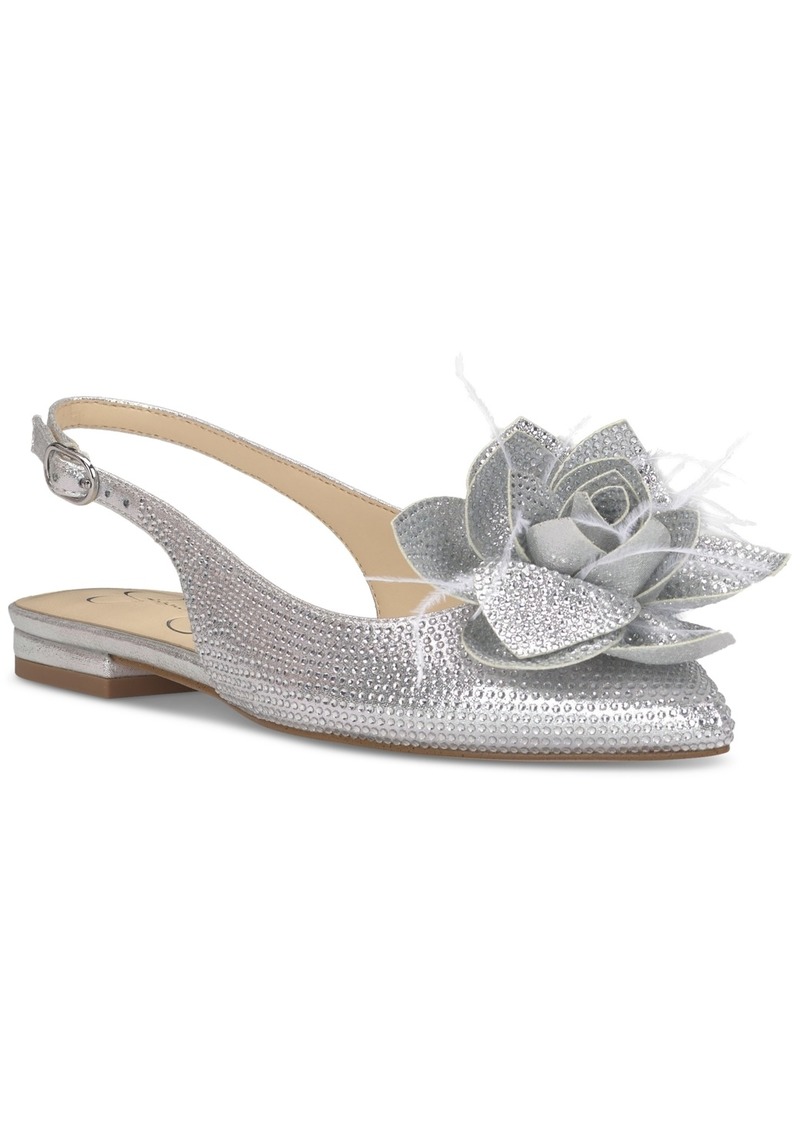 Jessica Simpson Evito Slip-On Slingback Embellished Flats - Silver