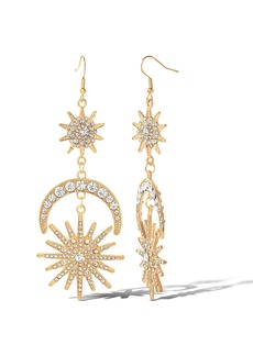 Jessica Simpson Flash Yellow Gold Plated Crystal Cresent Moon and Sun Drop Earrings - Gold tone
