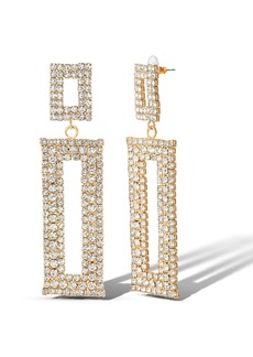 Jessica Simpson Flash Yellow Gold Plated Crystal Rectangle Drop Earrings - Gold tone