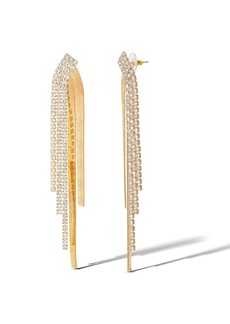Jessica Simpson Flash Yellow Gold Plated Glass Stone Chain Crystal Drop Earrings - Gold tone