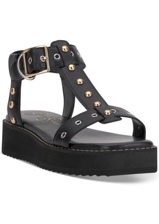 Jessica Simpson Janer Studded Platform Gladiator Sandals - Black Faux Leather