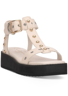 Jessica Simpson Janer Studded Platform Gladiator Sandals - Chalk Faux Leather