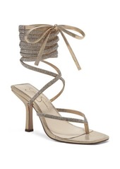 Jessica Simpson Kelsa Ankle Tie Thong Sandal in Gold Textile at Nordstrom