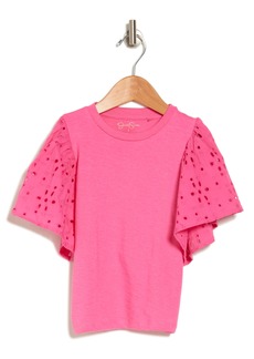 Jessica Simpson Kids' Eyelet Sleeve Jersey Top in Fuchsia at Nordstrom Rack
