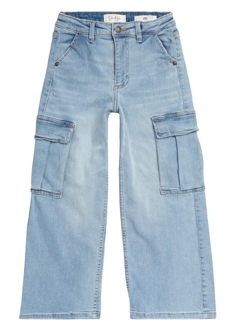 Jessica Simpson Kids' Wide Leg Cargo Jeans in Med Wash at Nordstrom Rack