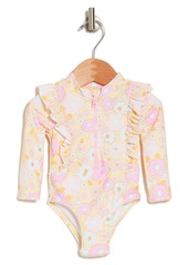 Jessica Simpson Long Sleeve Rashguard Swimsuit () in Pink at Nordstrom Rack