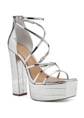 Jessica Simpson Mirelle Platform Sandal in Silver Faux Leather at Nordstrom