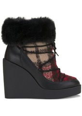 Jessica Simpson Myina Wedge Ankle Booties - Black Faux Leather/textile