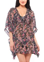 Jessica Simpson Sheer Floral-Print Swim Cover-Up Women's Swimsuit