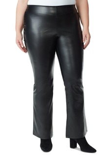 Jessica Simpson Trendy Plus Size Faux-Leather Flare-Leg Pants - Black