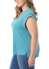 Jessica Simpson Trendy Plus Size Hester Cropped V-Neck T-Shirt - Pagoda Blu