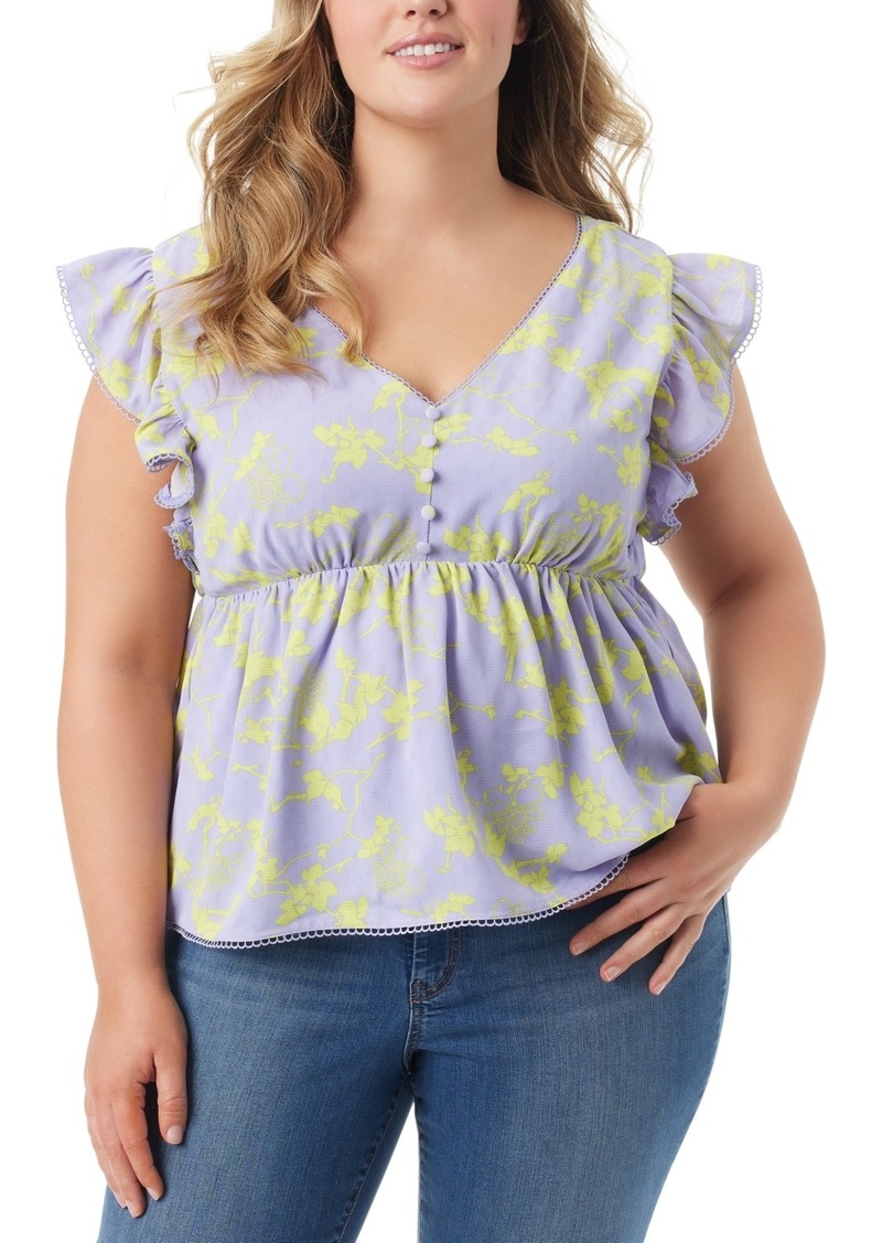 Jessica Simpson Trendy Plus Size Inge Flutter Tie-Back Top - Sweet Lavender