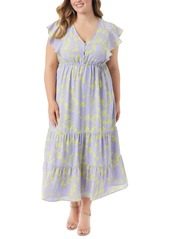 Jessica Simpson Trendy Plus Size Kariana Flutter-Sleeve Dress - Almost Apricot
