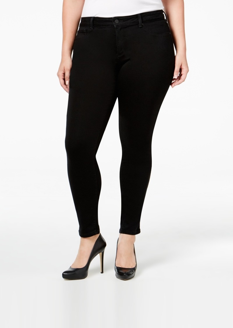 Jessica Simpson Trendy Plus Size Kiss Me Super-Skinny Jeans - Black