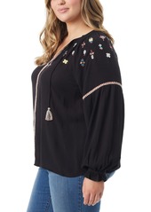 Jessica Simpson Trendy Plus Size Lissy Embellished Top - Black