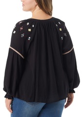 Jessica Simpson Trendy Plus Size Lissy Embellished Top - Black