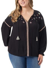 Jessica Simpson Trendy Plus Size Lissy Embellished Top - Black