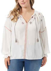 Jessica Simpson Trendy Plus Size Lissy Embellished Top - Black