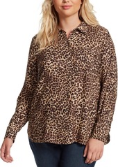 Jessica Simpson Trendy Plus Size Petunia Printed Shirt