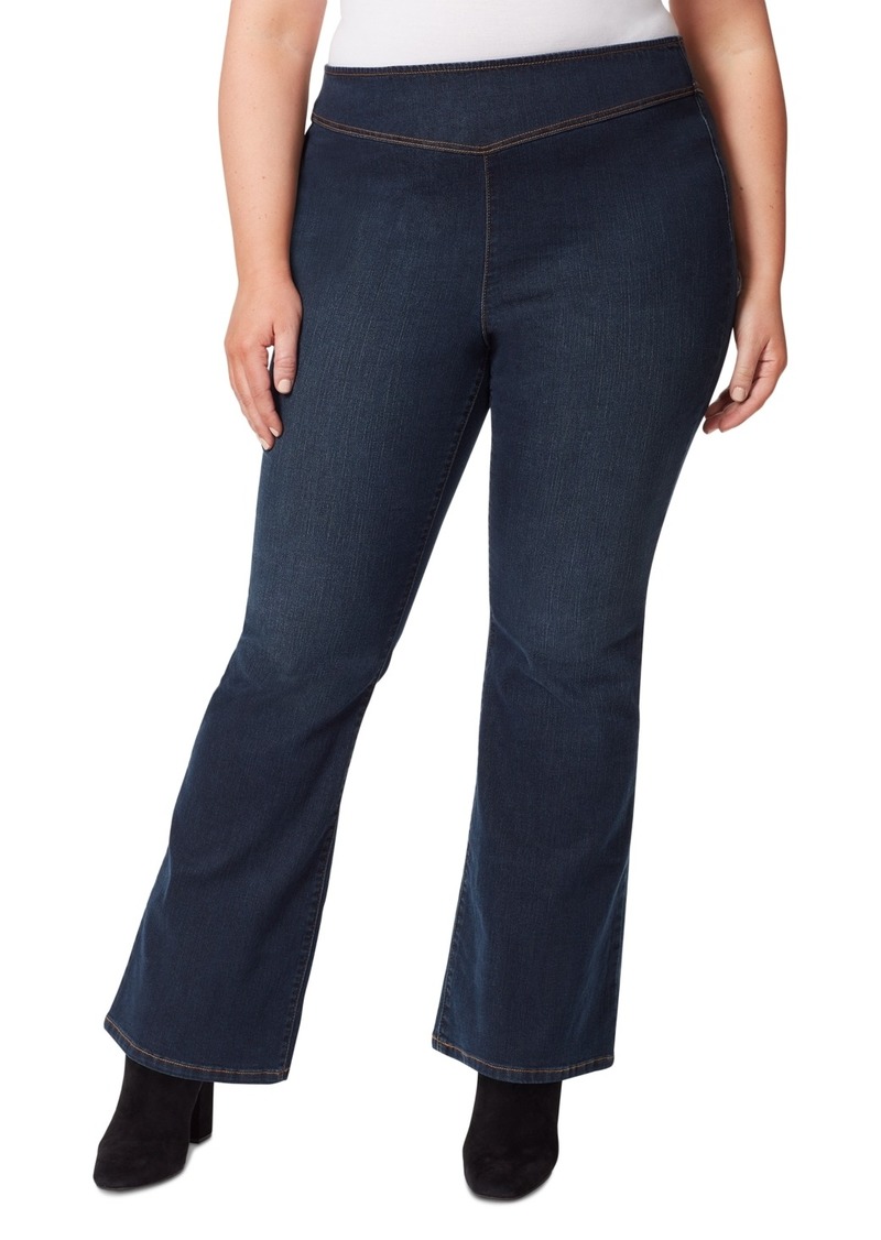 Jessica Simpson Trendy Plus Size Pull-On Flare Jeans - Flawless