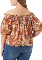 Jessica Simpson Trendy Plus Size Rosiya Off-The-Shoulder Top - Apricot Sh