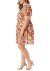 Jessica Simpson Trendy Plus Size Short-Sleeve V-Neck A-Line Dress - Almost Apr