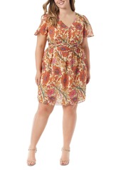 Jessica Simpson Trendy Plus Size Short-Sleeve V-Neck A-Line Dress - Almost Apr