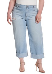 Jessica Simpson Trendy Plus Size Wide-Leg Boyfriend Jeans - Lovey Dove