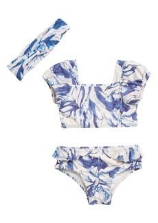 Jessica Simpson Two-Piece Swimsuit & Headband Set in Blue at Nordstrom Rack