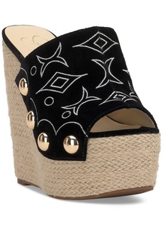 Jessica Simpson Vadim Embroidered Platform Espadrille Wedge Sandals - Black
