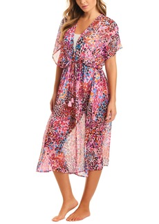 Jessica Simpson Women's Abstract-Print Cover-Up Dress - Pink Multi