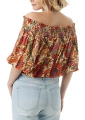 Jessica Simpson Women's Alana Floral-Print Off-The-Shoulder Top - Apricot Sherbert Paisley