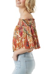 Jessica Simpson Women's Alana Floral-Print Off-The-Shoulder Top - Apricot Sherbert Paisley