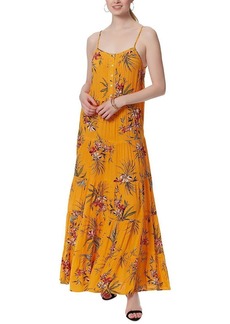 Jessica Simpson Women's Alanis 5 Tiered Maxi Dress Tropical Oasis-Sunflower
