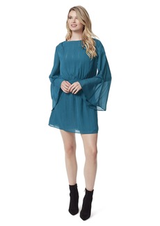 Jessica Simpson Womens Amella Chiffon Metallic Fit & Flare Dress Blue L