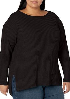 Jessica Simpson Women's Plus Size Arlette Side Slit Hi-Lo Pullover Sweater