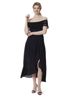 Jessica Simpson Women's Beatrix Laced Off The Shoulder Side Split Maxi Dress